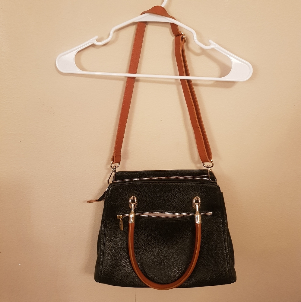 Valentina black and brown leather handbag